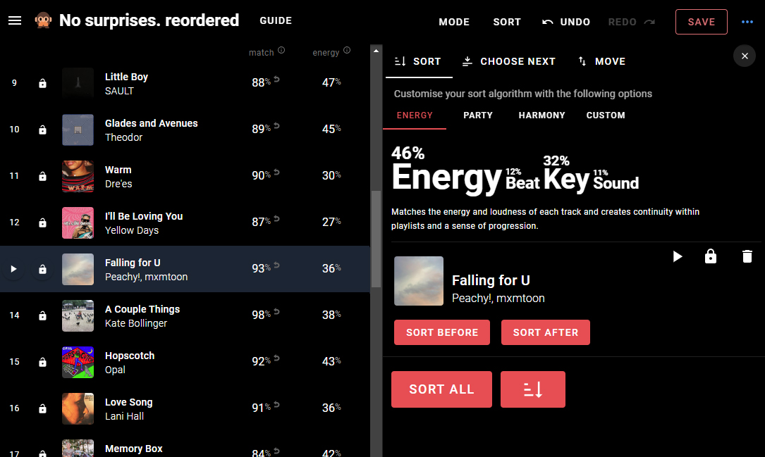 Sort by Tune: Sort Interface